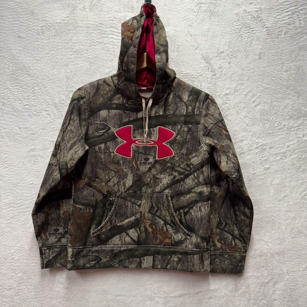 Under Armour Mossy Oak Treestand Hoodie Womens Small Green Camo 1265757